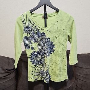 Vibrant Green Floral Women's Blouse